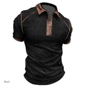 Summer New Men Polo Shirt Short Sleeve Color Matching Zipper T-Shirt Top - plusminusco.com