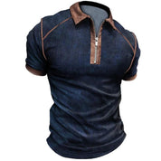 Summer New Men Polo Shirt Short Sleeve Color Matching Zipper T-Shirt Top - plusminusco.com