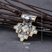 Vintage Viking Odin Raven Mjolnir Thor's Hammer Necklace nordic jewelry - plusminusco.com