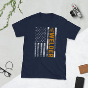 Welder Vintage American Flag Unisex Tee - plusminusco.com