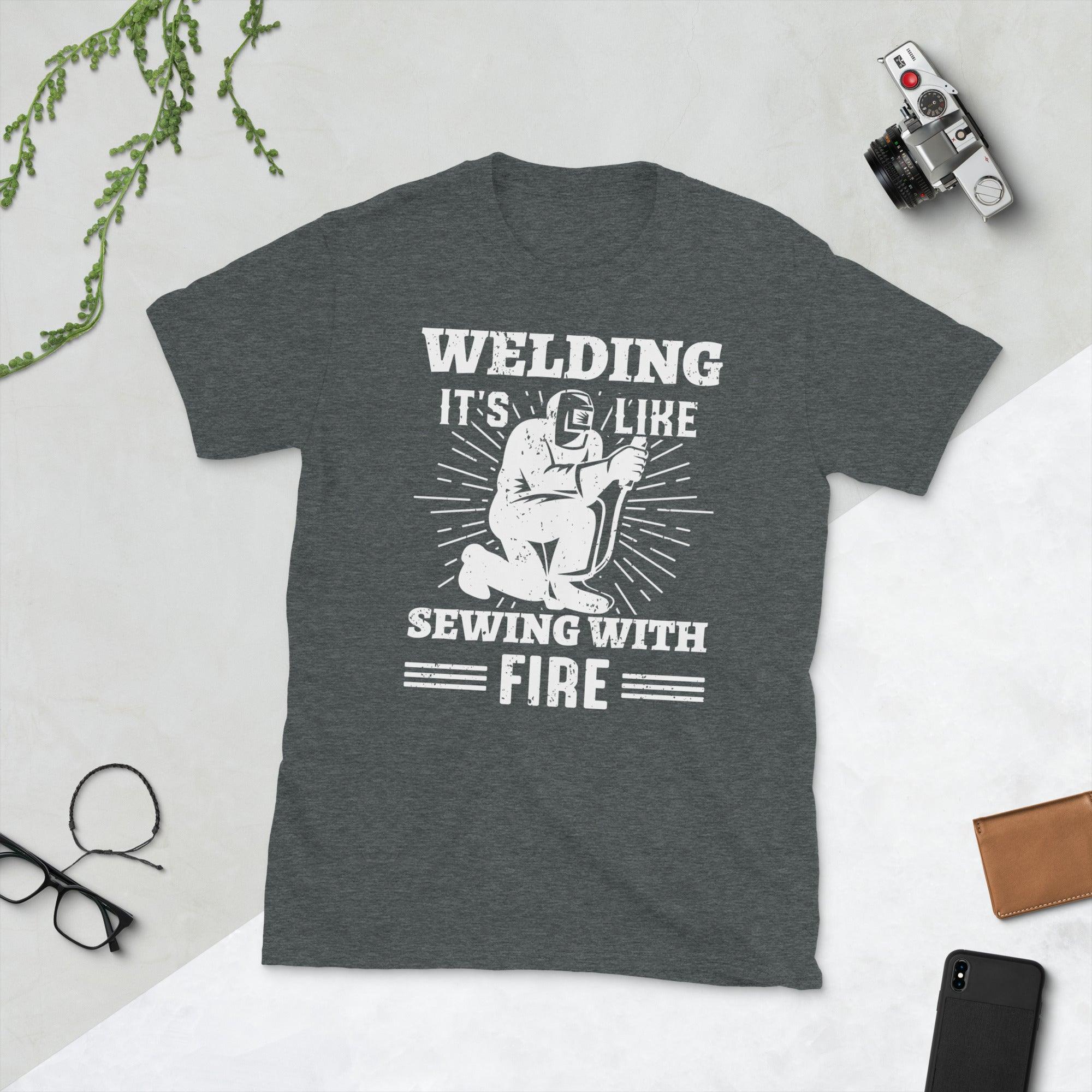 Welding its like sewing with fire Unisex Tee - plusminusco.com