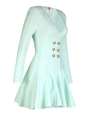Ženska bandage haljina s V-izrezom A-kroja, seksi dugih rukava s gumbima, elegantna večernja mini haljina za slavne osobe - plusminusco.com