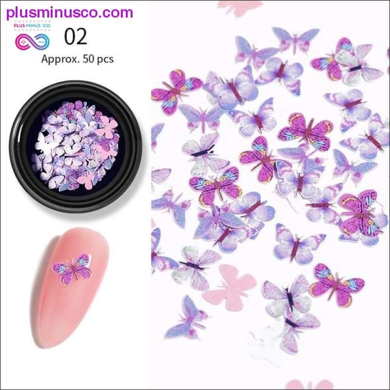 1 scatola da 50 pezzi di fiocchi colorati per unghie con farfalle, paillettes scintillanti - plusminusco.com