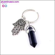 1 шт. брелок для ключей с розовым кристаллом и злым глазом Фатимы из натурального кварца - plusminusco.com