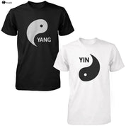100% bawełna Yin Yang Czarno-białe koszule Pasujące koszulki Śliczne azjatyckie koszulki dla par Letnia koszulka w stylu - plusminusco.com
