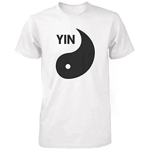 100% 면 음양 흑백 셔츠 매칭 티셔츠 귀여운 아시아 커플 티셔츠 여름 스타일 티셔츠 - plusminusco.com