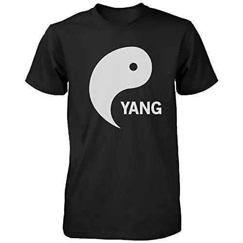 100% памук Ин Ян Черно-бели ризи Подходящи тениски Сладки азиатски тениски за двойка Тениска в летен стил - plusminusco.com
