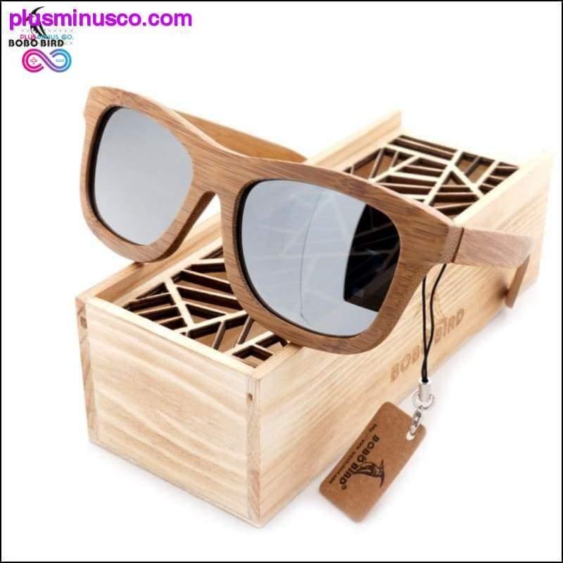 100% естествени ръчно изработени бамбукови дървени слънчеви очила поляризирани - plusminusco.com