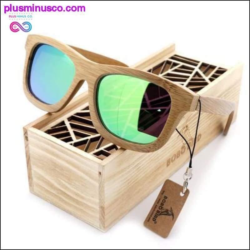 100% естествени ръчно изработени бамбукови дървени слънчеви очила поляризирани - plusminusco.com