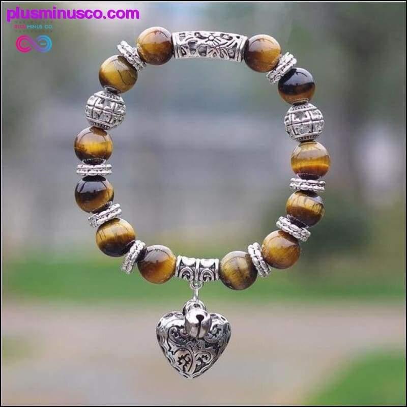 Bracelet en pierre naturelle oeil de tigre obsidienne opale 10 mm avec - plusminusco.com