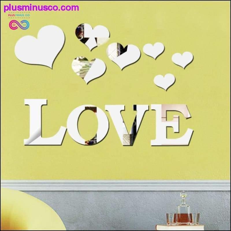 11ks Love Heart Acrylic 3D Mirror Nálepka na stěnu Nástěnná malba - plusminusco.com