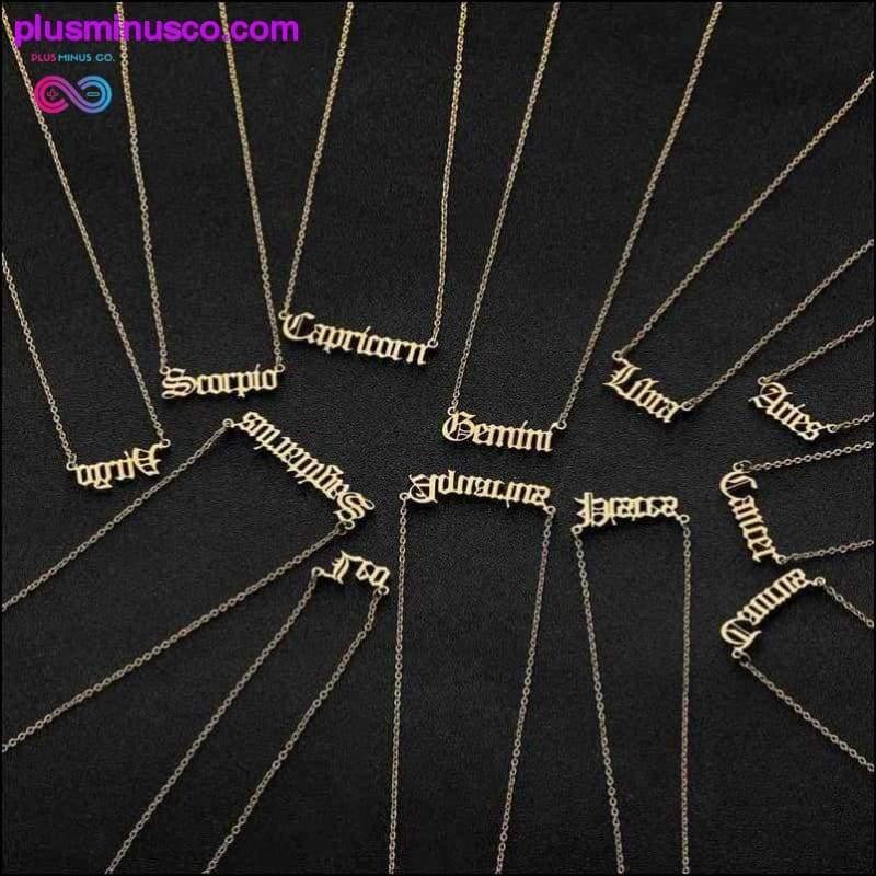 Collier avec pendentifs 12 lettres du zodiaque et constellations pour femme - plusminusco.com