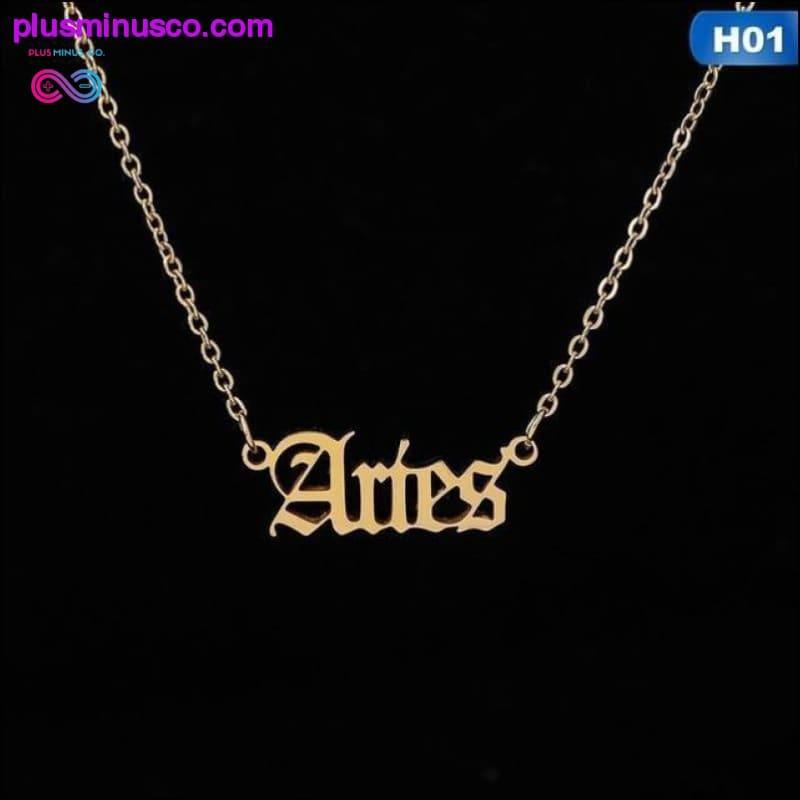 12 Zodiac Letter Constellations Pendants Necklace For Women - plusminusco.com