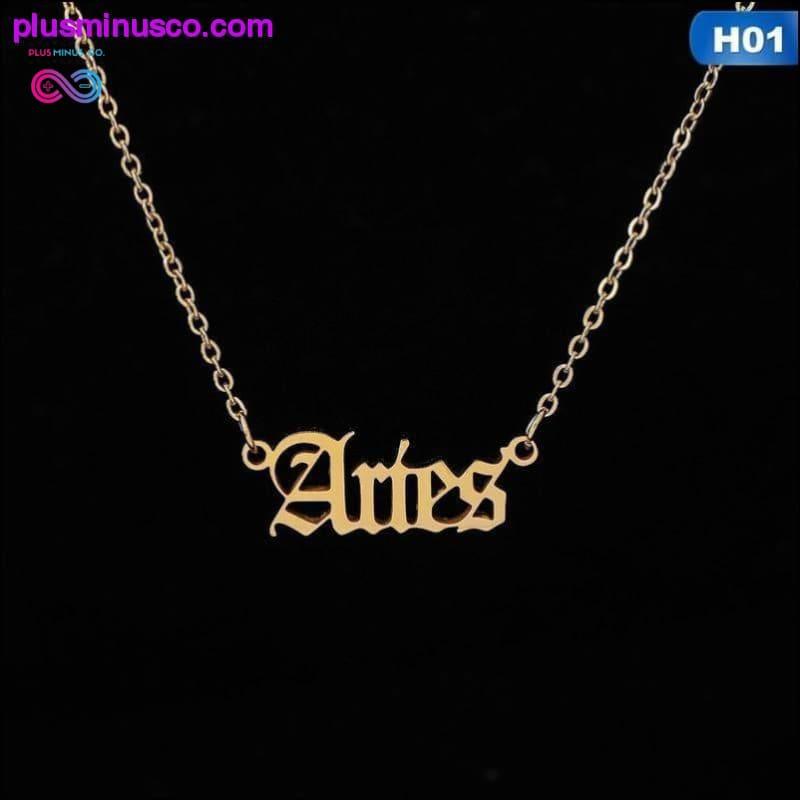 12 Zodiac Letter Constellations Pendants Necklace For Women - plusminusco.com