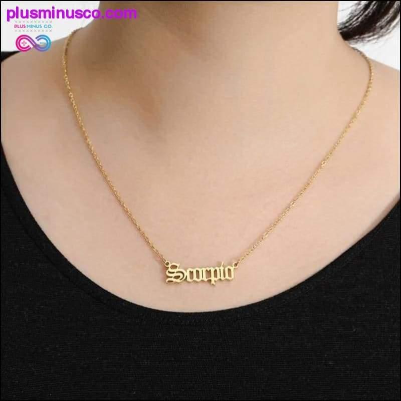 12 Zodiac Letter Constellations Pendants Necklace For Women - plusminusco.com