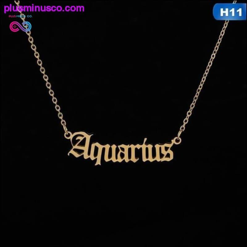 12 Zodiac Letter Constellations Pendants Necklace For Women - plusminusco.com
