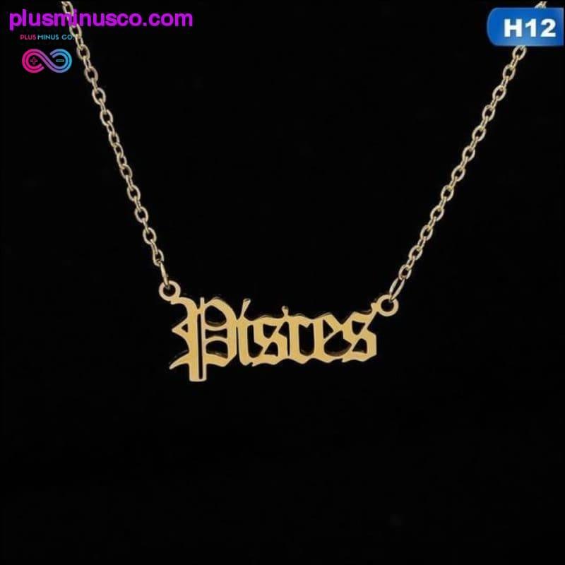 12 Zodiac Letter Constellations Pendants Necklace For Women - plusminusco.com