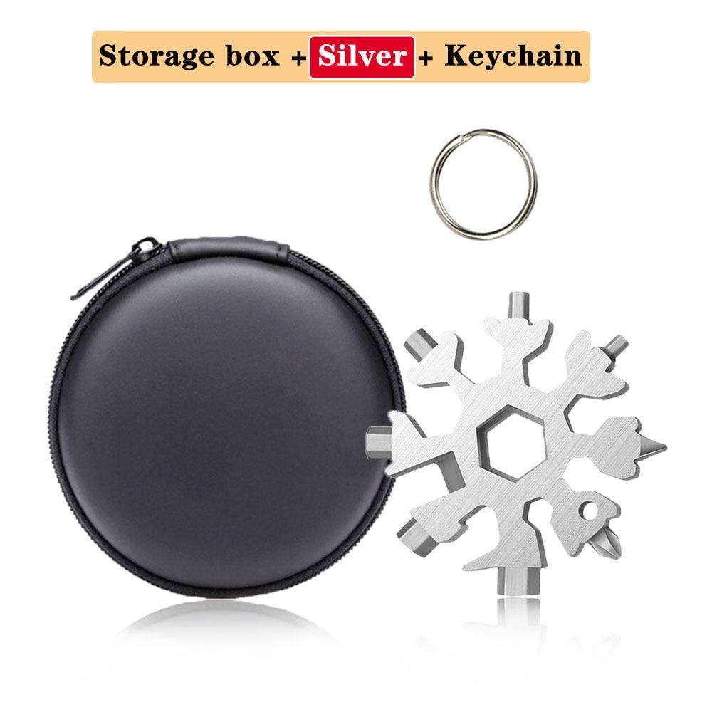18 in 1 Snowflake Spanner Keyring Hex Multifunction Outdoor Hike Wrench Key Ring Pocket Multipurpose Camp Survive Hand Tools - plusminusco.com