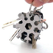 18 en 1 clé à flocon de neige porte-clés hexagonale multifonction clé de randonnée en plein air porte-clés de poche outils à main de survie de camp polyvalents - plusminusco.com