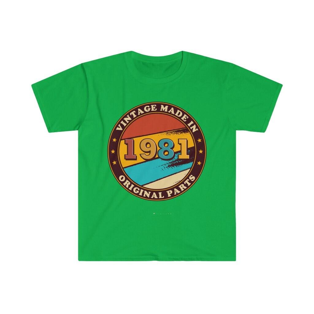 Vintage narodeninové tričko z roku 1981, vtipné tričko s retro grafikou inšpirované 80. rokmi, originálne diely z roku 1981, vintage darček k narodeninám - plusminusco.com