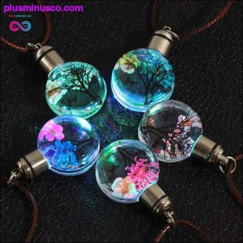 1 Stück trendige Halskette mit getrockneten Blumen, LED-Leuchtblume – plusminusco.com