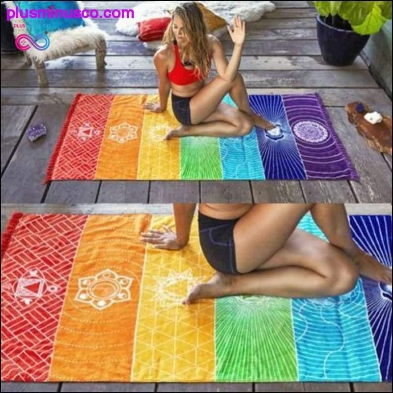 1 kpl Tupsut, yksi sateenkaarichakra Tapestry Towel Mandala - plusminusco.com