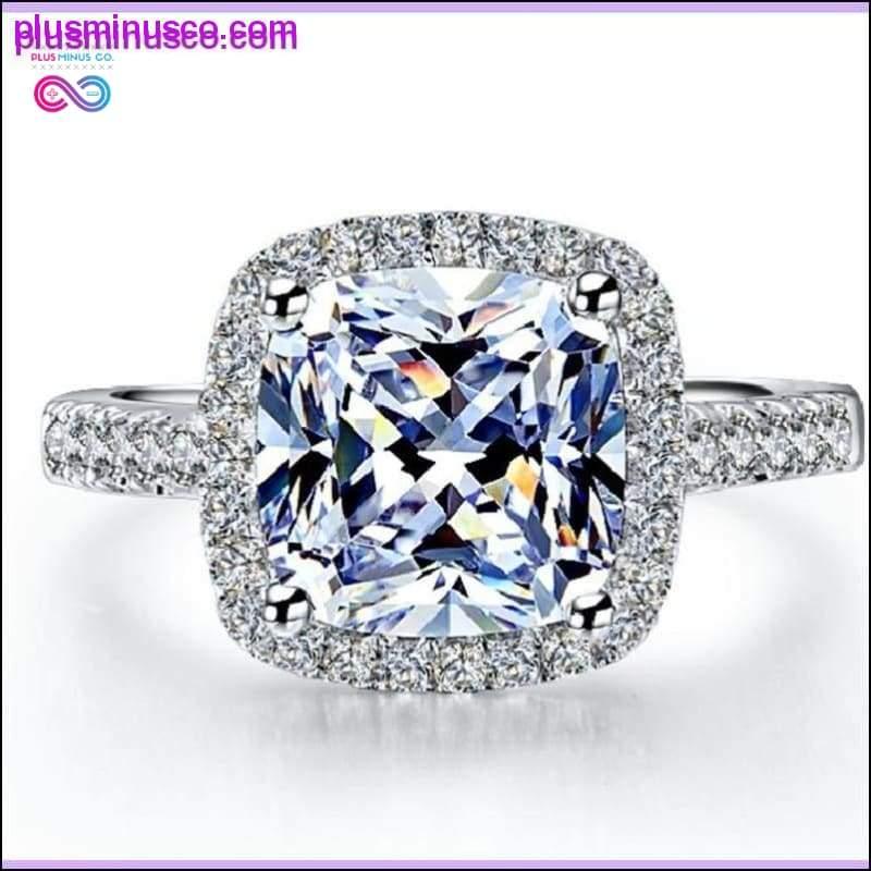 2 karaat briljant kussen geslepen Halo stijl diamanten ring || -plusminusco.com