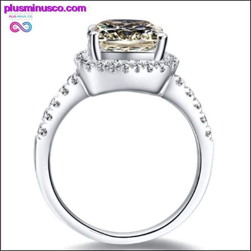 2-karatni diamantni prstan z briljantnim blazinastim rezom Halo Style || - plusminusco.com