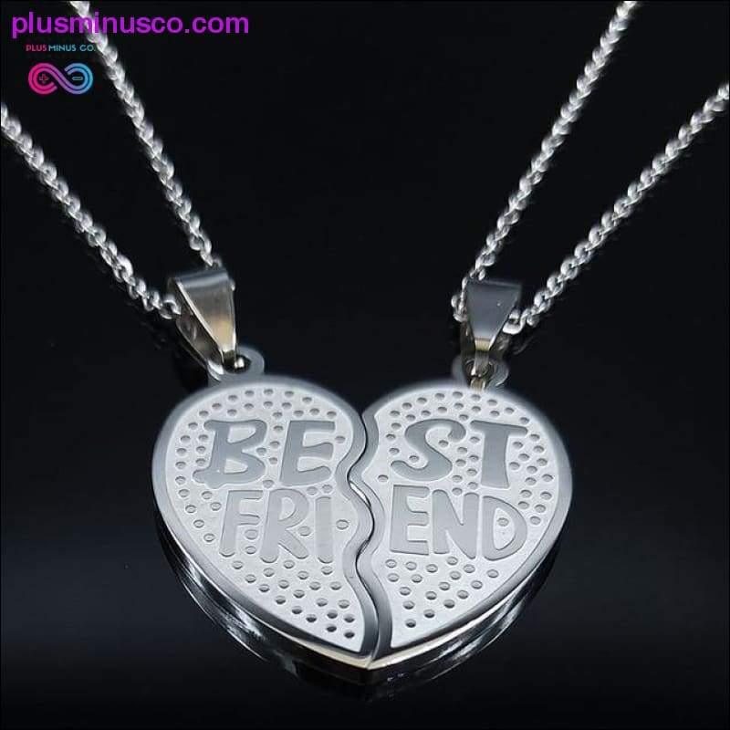 2 PCS Heart Best Friend Stainless Steel Necklace for Friend - plusminusco.com