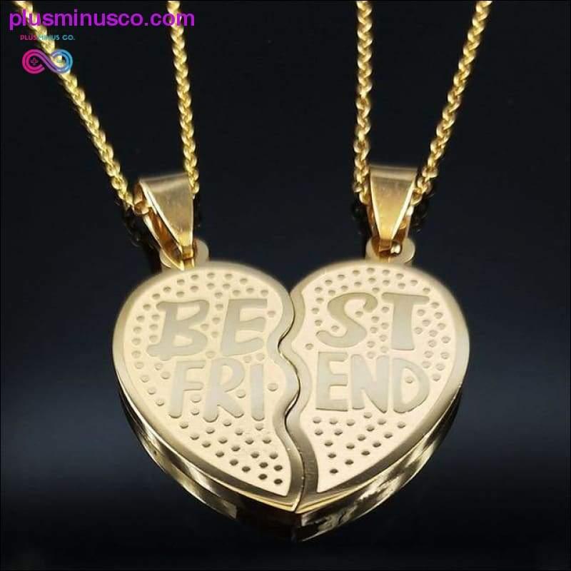 2 قطعة قلادة من الفولاذ المقاوم للصدأ على شكل قلب أفضل صديق لصديق - plusminusco.com