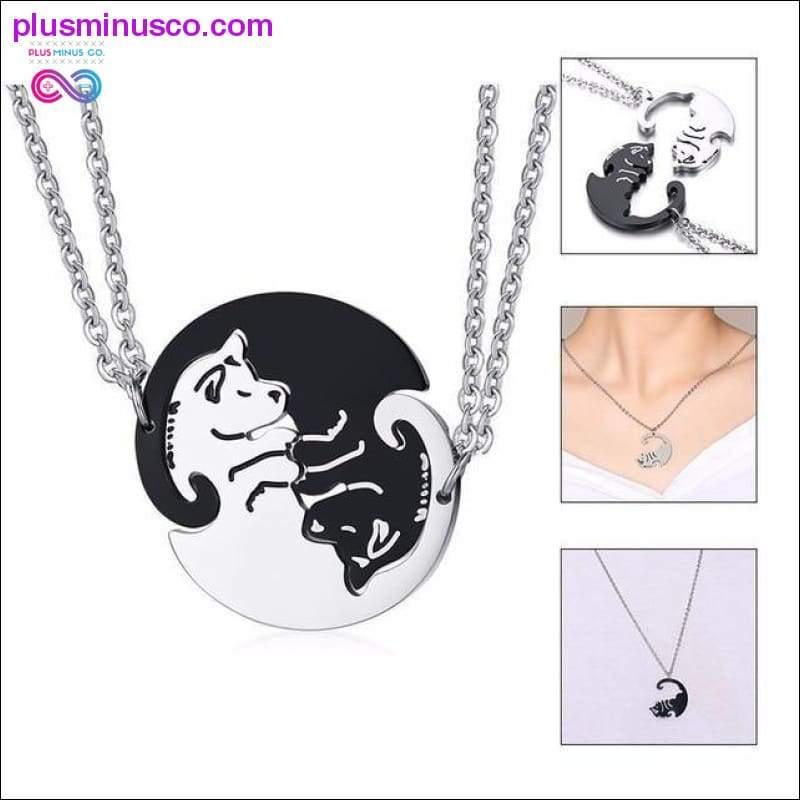 2 Pcs/Set Cute Cat Dog Shape Heart Puzzle Couples Necklaces - plusminusco.com