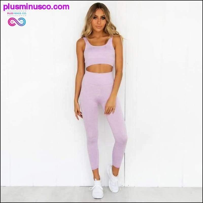Kadınlar için 2 Parça Set Atletik Yoga Egzersiz Kıyafetleri - plusminusco.com