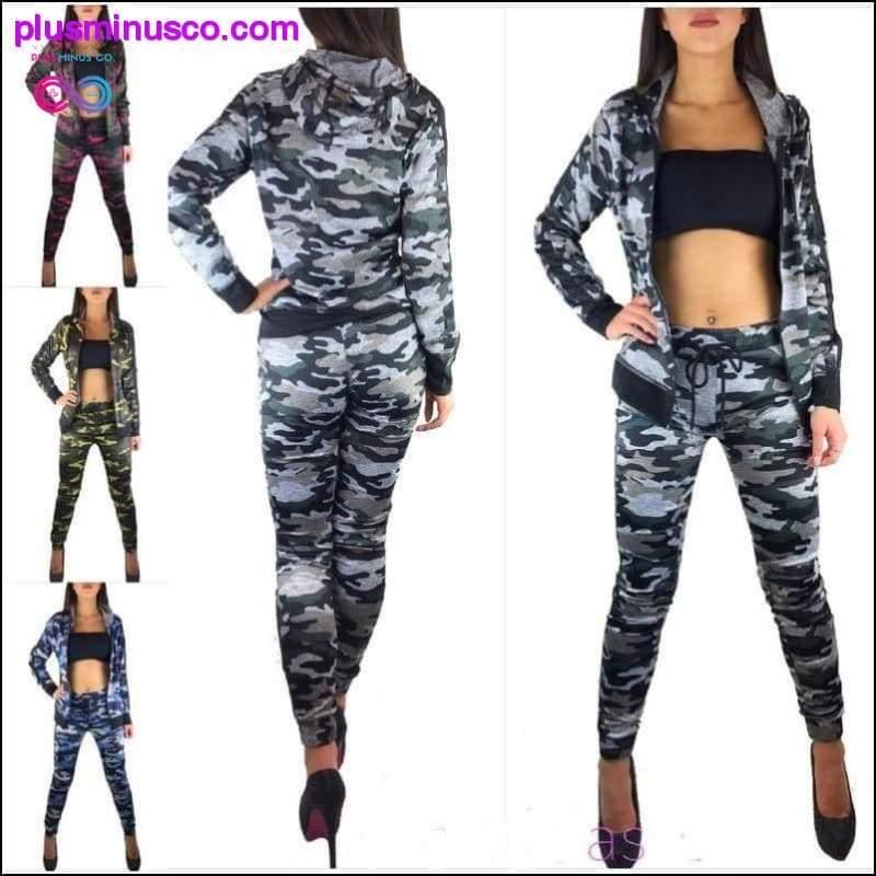 2-delige damesset camouflage trainingspak fitnessbroek - plusminusco.com