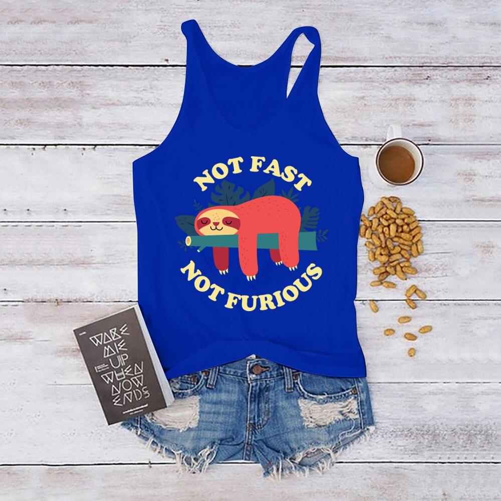 2020 Fashion Not Fast Not Furious Sloth Print Tank Top Vrouwen Mouwloos Zomer Vest Dames Ronde Hals Harajuku Tops voor tieners - plusminusco.com