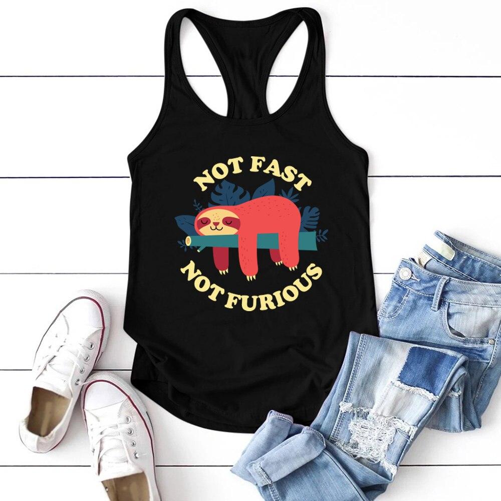 2020 Fashion Not Fast Not Furious Sloth Print Tank Top Vrouwen Mouwloos Zomer Vest Dames Ronde Hals Harajuku Tops voor tieners - plusminusco.com