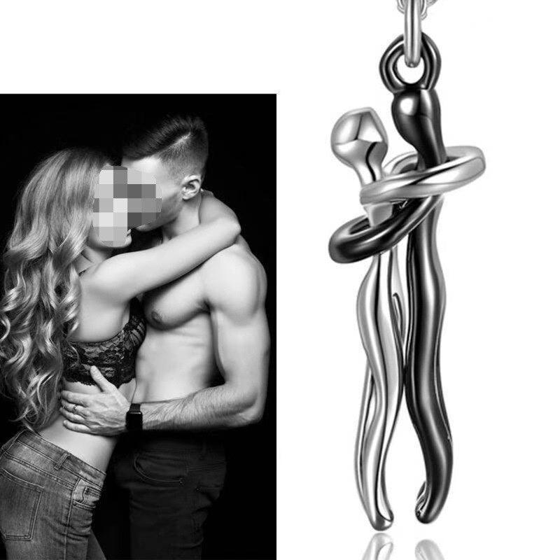 2022 New Abstract Geometric Hug Me Necklace for Lovers Trendy Couple Gift Jewelry Complimentary 7cm Bracelet Gold Silver - plusminusco.com