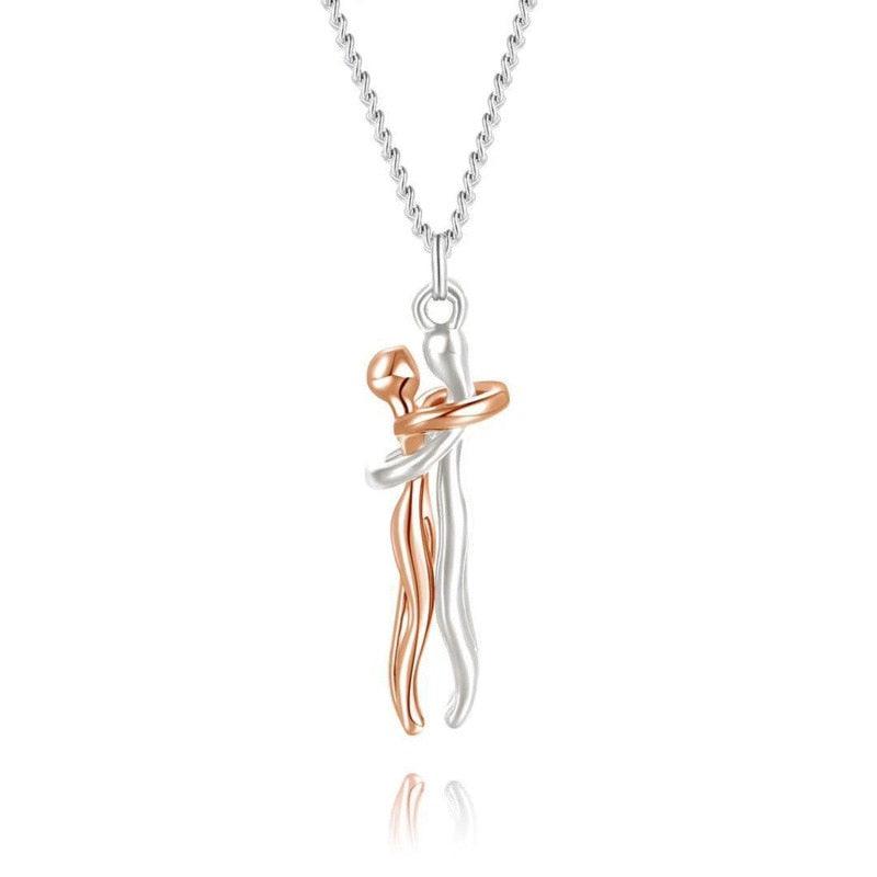 2022 Новое абстрактное геометрическое ожерелье «Обними меня» для влюбленных, модный подарок для пары, ювелирные изделия, бесплатный браслет 7 см, золото, серебро - plusminusco.com