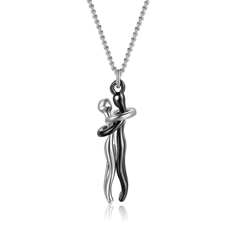2022 Новое абстрактное геометрическое ожерелье «Обними меня» для влюбленных, модный подарок для пары, ювелирные изделия, бесплатный браслет 7 см, золото, серебро - plusminusco.com