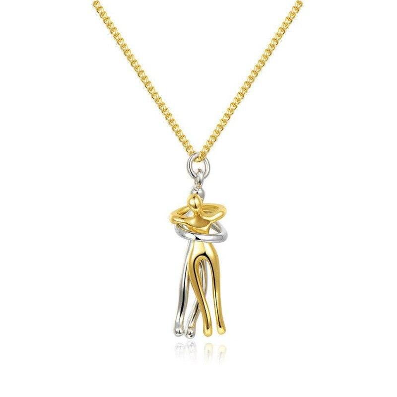 2022 Baru Abstrak Geometris Hug Me Kalung untuk Pecinta Pasangan Trendi Hadiah Perhiasan Gratis 7Cm Gelang Emas Perak - plusminusco.com