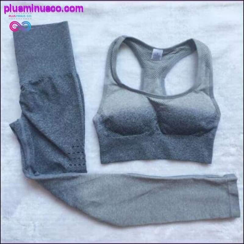 Бесшовный комплект для йоги с эффектом омбре, 2 шт., комплекты для спортзала, женская спортивная одежда - plusminusco.com