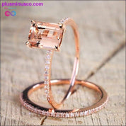 2Pcs Ring/Set Rose Gold Filled White Crystal Zircon Wedding - plusminusco.com