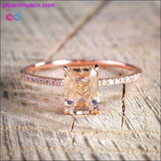 2Pcs Ring/Set Rose Gold Filled White Crystal Zircon Wedding - plusminusco.com