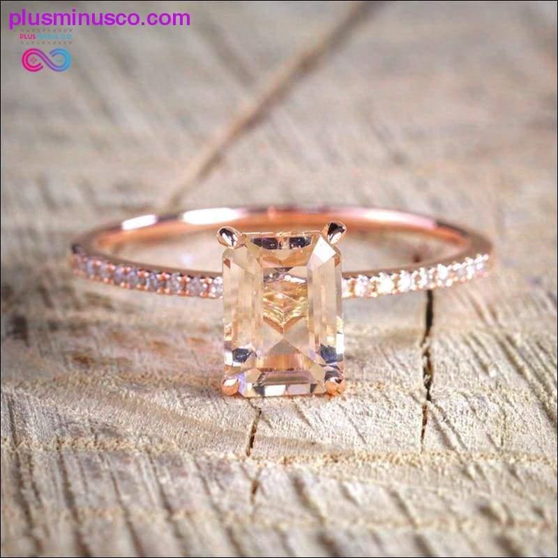 2Pcs Ring/Set Rose Gold Filled White Crystal Zircon Wedding - plusminusco.com