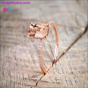 2Pcs Ring/Set Rose Gold Filled White Crystal Zircon Wedding - plusminusco.com