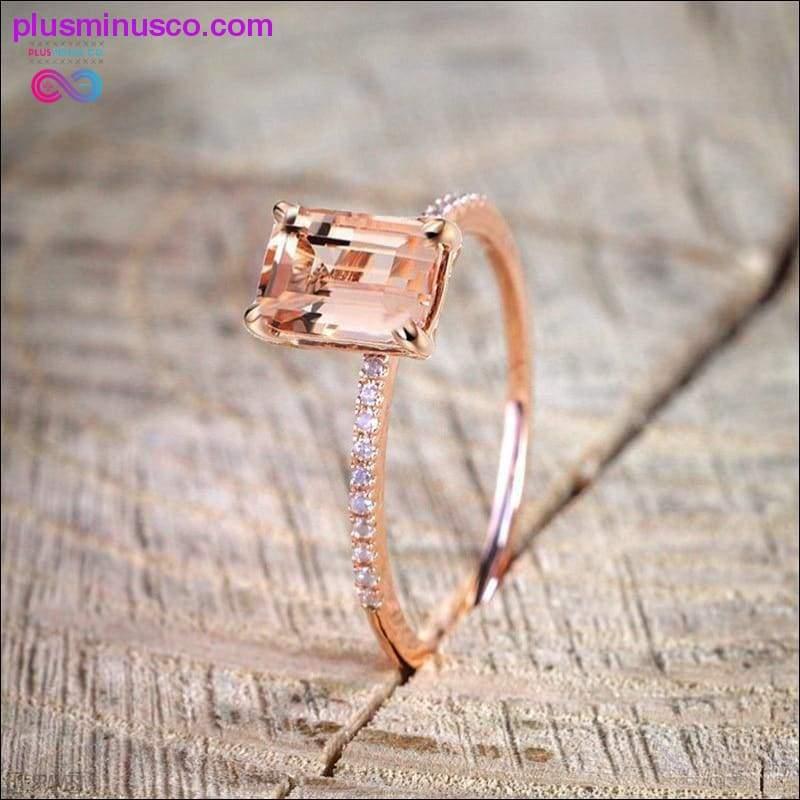2 бр пръстени/комплект сватбени бели кристали с розово злато и циркон - plusminusco.com