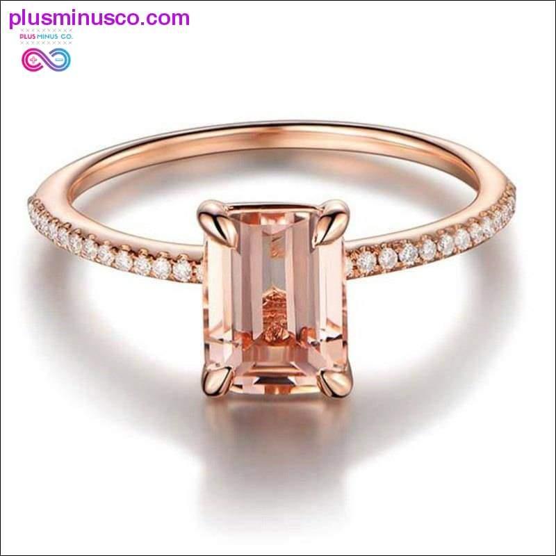 Прстен/гарнитура од 2 ком пуњени ружичастим златом за венчање са белим кристалом од циркона - плусминусцо.цом