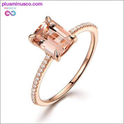 2Pcs Ring/Set Rose Gold Filled White Crystal Zircon Wedding - plusminusco.com