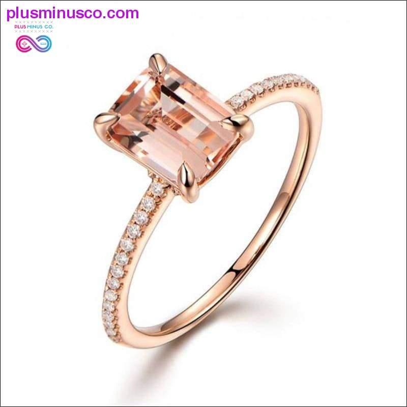 2Pcs Ring/Set Rose Gold Filled White Crystal Zircon Wedding - plusminusco.com