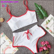 2PCS Women side Striped Gym Tracksuit Spaghetti Strap Vest - plusminusco.com