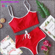 2PCS Women side Striped Gym Tracksuit Spaghetti Strap Vest - plusminusco.com